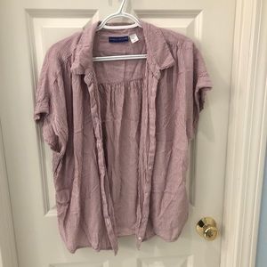 Red and White Striped Collard Blouse